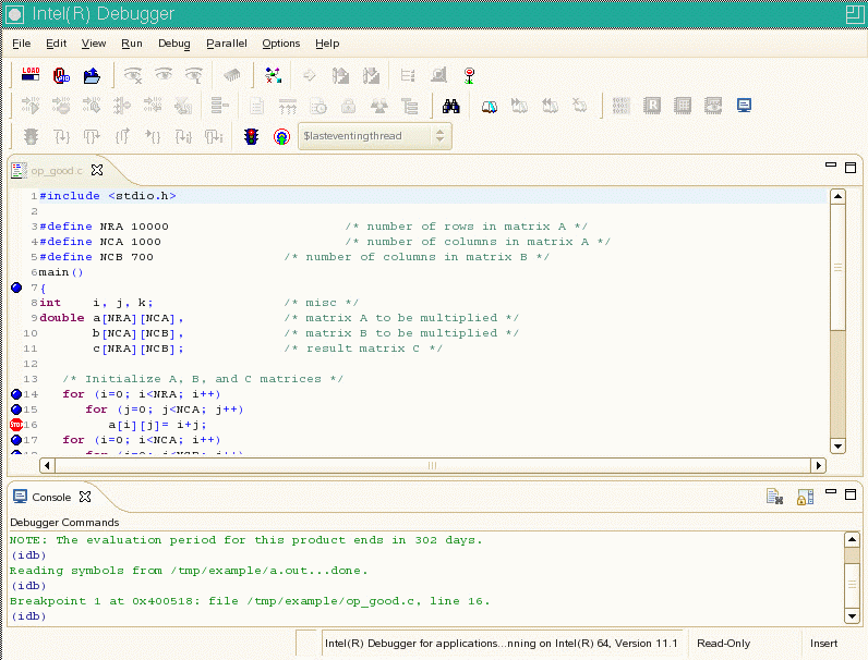 Intel Debugger GUI