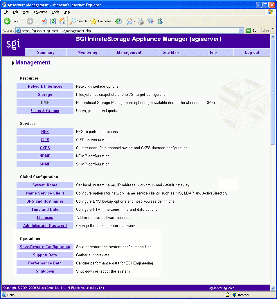 Management Screen