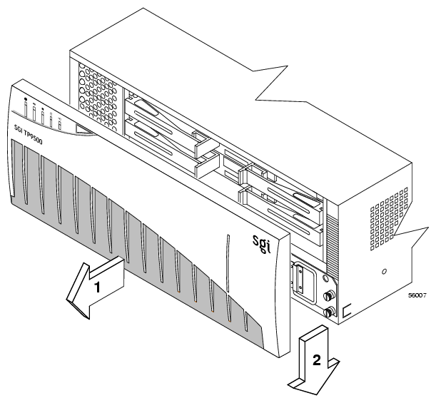Removing the Front Panel of the SGI InfiniteStorage TP9500 Controller Enclosure