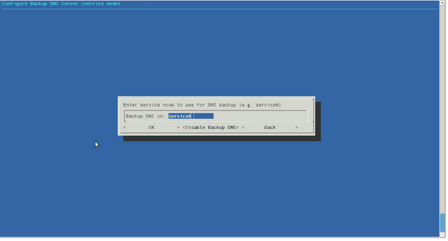 Enter Service Node to Use for DNS Backup
Popup Menu