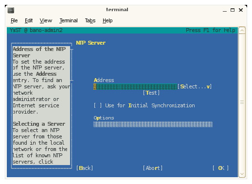 NTP Server  Screen