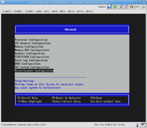 Advanced Boot Setup Screen