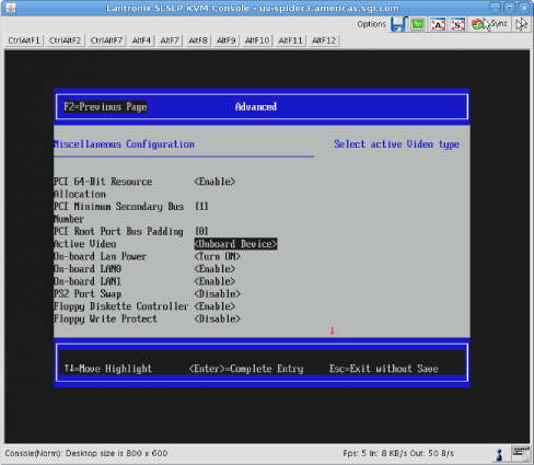 Miscellaneous Configuration Screen