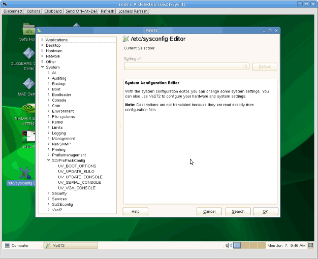 YaST2 System Configuration Editor Screen 

