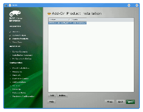 SLES11 SP1 Add-On Product Installation Screen
Showing SGI Foundation