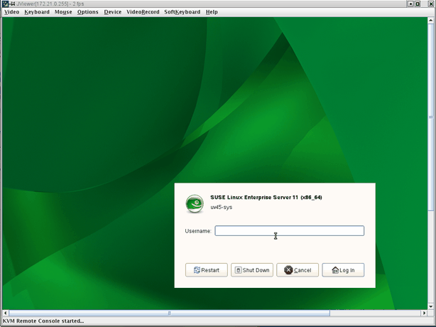 SUSE Linux Enterprise Server 11 (x86_64)
Login Screen