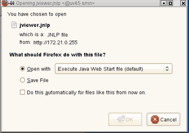 Select Execute Java Web Start file (default)
Pop-up Menu