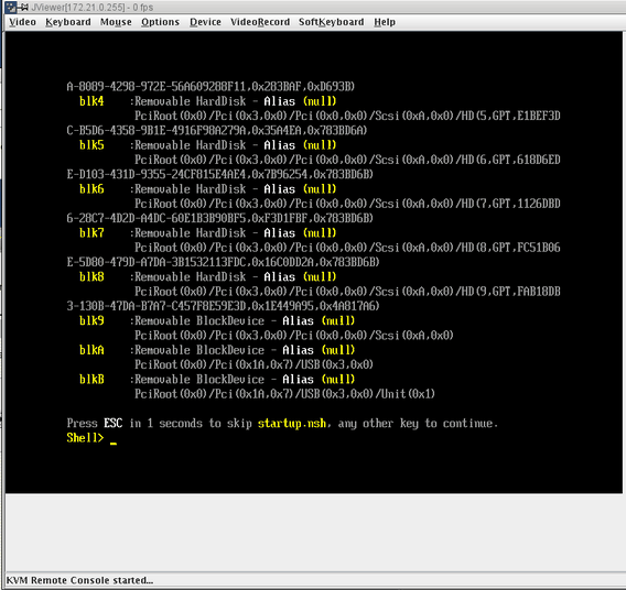 KVM JViewer Shell Prompt Screen