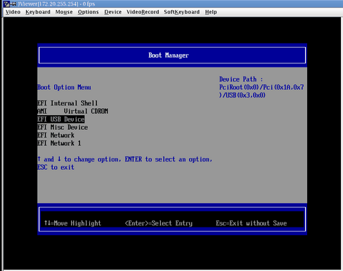 Boot Manager Screen