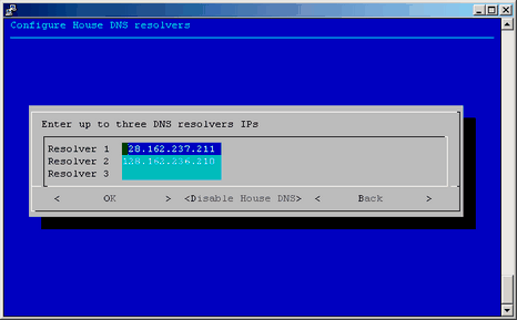 Configure House DNS Resolvers Screen