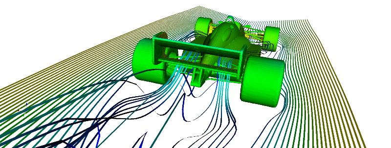 Streamlines and pressure contour