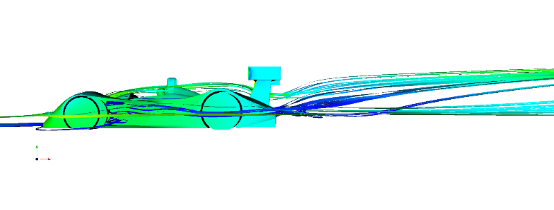 Streamlines and pressure contour