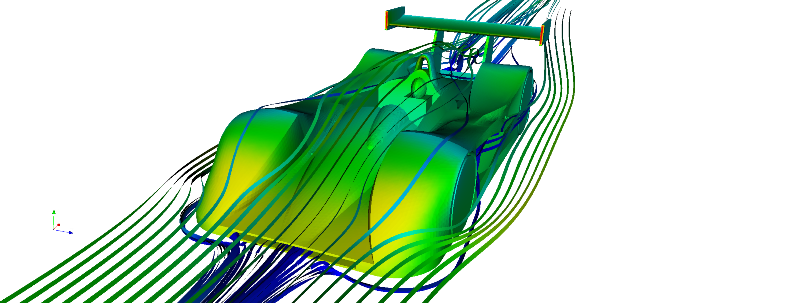 Streamlines and pressure contour